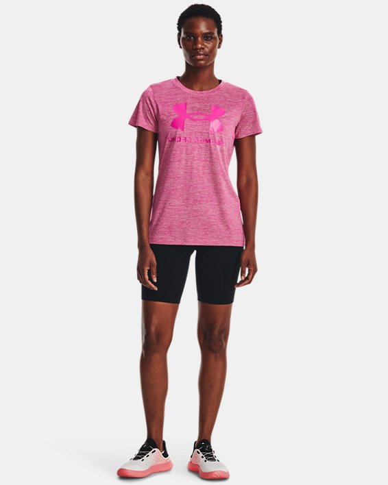 Women's UA Tech™ Twist Big Logo Gel Short Sleeve, Pink, pdpMainDesktop image number 2